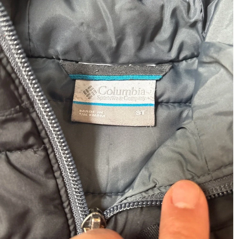 Columbia Puffer Jacket Kids Black Hooded Insulated Full Zip SIZE 3T